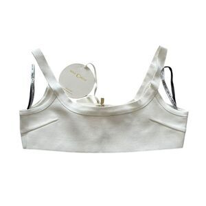 Miss Circle Crop Knit Bralette Tank Top Night Out Size Large White NEW NWT